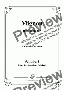 page one of Schubert-Mignon II,D.727,in b flat minor,for Voice&Piano