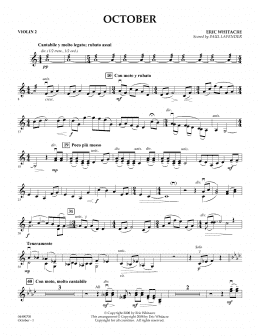 page one of October - Violin 2 (arr. Paul Lavender) (Orchestra)