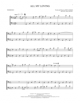 page one of All My Loving (Trombone Duet)