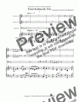 page one of Ernst Kubacsek Trio (Clarinet, Violoncello, Piano)