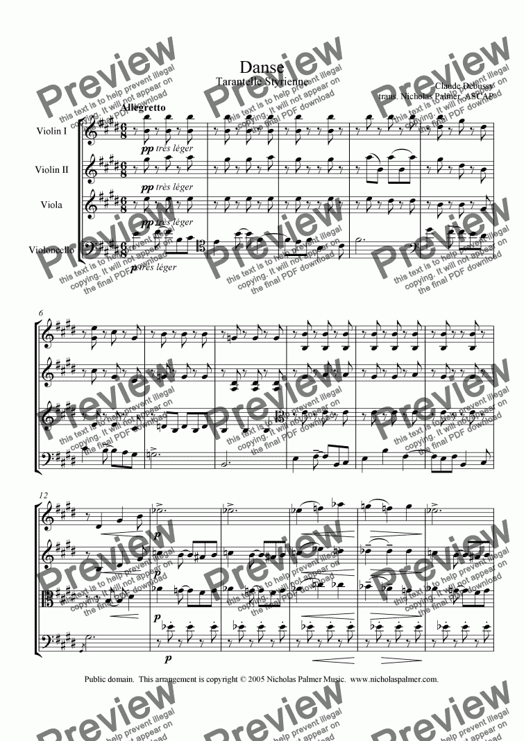 page one of Danse (for String Quartet)