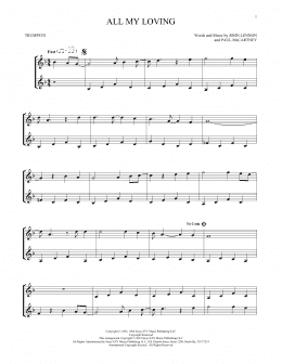 page one of All My Loving (Trumpet Duet)