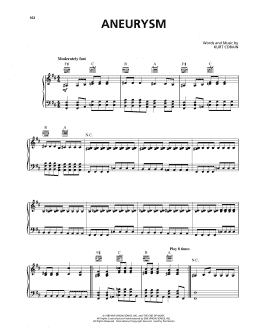 page one of Aneurysm (Piano, Vocal & Guitar Chords (Right-Hand Melody))
