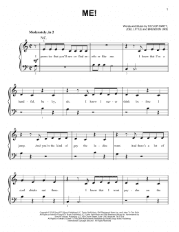 page one of ME! (feat. Brendon Urie of Panic! At The Disco) (Easy Piano)