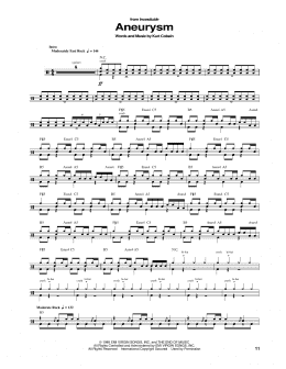 page one of Aneurysm (Drums Transcription)