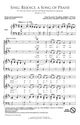 page one of Sing, Rejoice A Song Of Praise (arr. John Leavitt) (2-Part Choir)