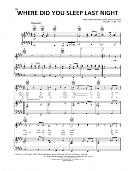 page one of Where Did You Sleep Last Night (Piano, Vocal & Guitar Chords (Right-Hand Melody))