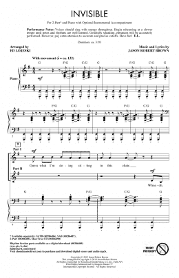 page one of Invisible (arr. Ed Lojeski) (2-Part Choir)