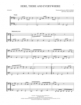 page one of Here, There And Everywhere (Cello Duet)