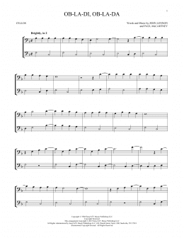 page one of Ob-La-Di, Ob-La-Da (Cello Duet)