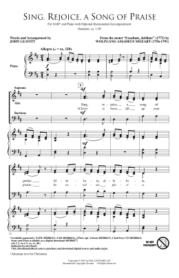 page one of Sing, Rejoice A Song Of Praise (arr. John Leavitt) (SAB Choir)