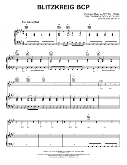 page one of Blitzkrieg Bop (Piano, Vocal & Guitar Chords (Right-Hand Melody))