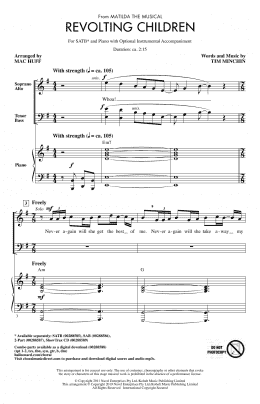page one of Revolting Children (from Matilda: The Musical) (arr. Mac Huff) (SATB Choir)