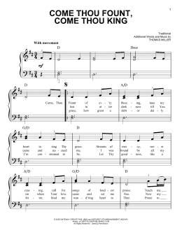 page one of Come Thou Fount, Come Thou King (Very Easy Piano)