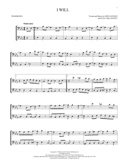 page one of I Will (Trombone Duet)