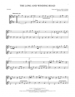 page one of The Long And Winding Road (Violin Duet)