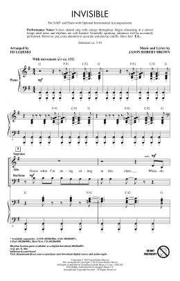 page one of Invisible (arr. Ed Lojeski) (SAB Choir)