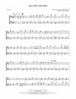 page one of All My Loving (Cello Duet)