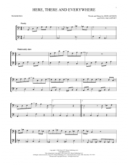 page one of Here, There And Everywhere (Trombone Duet)
