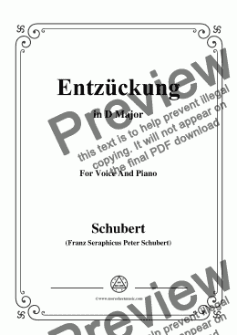 page one of Schubert-Entzückung,in D Major,for Voice&Piano