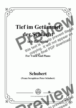 page one of Schubert-Tief im Getümmel der Schlacht,in b flat minor,for Voice&Piano