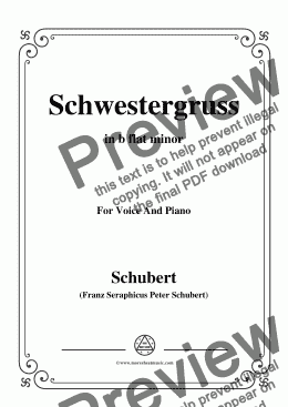 page one of Schubert-Schwestergruss,in b flat minor,for Voice&Piano