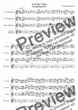 page one of Auf der Alm  Saxophonquartett