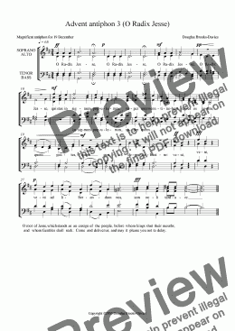 page one of Brooks-Davies: Advent antiphon 3 (O Radix Jesse) SATB choir a cappella