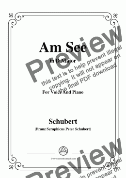 page one of Schubert-Am See,in D Major,for Voice&Piano
