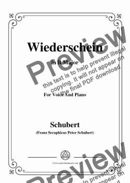 page one of Schubert-Wiederschein,in B Major,for Voice&Piano