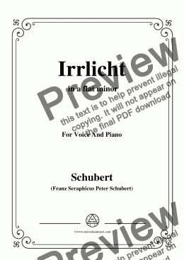page one of Schubert-Irrlicht,from 'Winterreise',Op.89(D.911) No.9,in a flat minor,for Voice&Piano