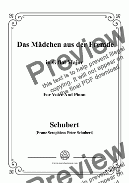 page one of Schubert-Das Mädchen aus der Fremde,in G flat Major,for Voice&Piano