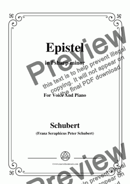 page one of Schubert-Epistel(Herrn Joseph Spaun),in f sharp minor,D.749,for Voice&Piano
