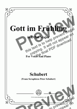 page one of Schubert-Gott im Frühling,in D flat Major,for Voice&Piano