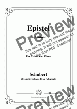 page one of Schubert-Epistel(Herrn Joseph Spaun),in d minor,D.749,for Voice&Piano