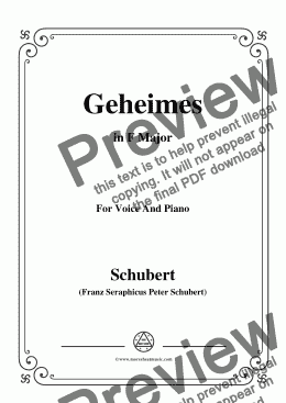 page one of Schubert-Geheimes,Op.14 No.2,in F Major,for Voice&Piano