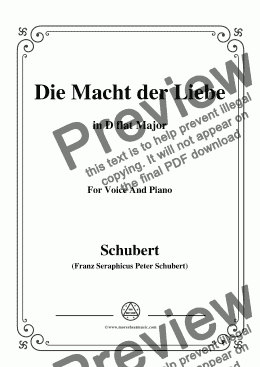 page one of Schubert-Die Macht der Liebe,in D flat Major,for Voice&Piano
