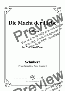 page one of Schubert-Die Macht der Liebe,in A Major,for Voice&Piano