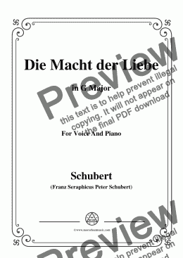 page one of Schubert-Die Macht der Liebe,in G Major,for Voice&Piano