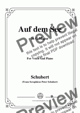 page one of Schubert-Auf dem See,Op.92 No.2,in G Major,for Voice&Piano