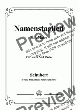 page one of Schubert-Namenstaglied,in A Major,D.695,for Voice&Piano