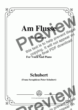 page one of Schubert-Am Flusse (By the River),D.160,in c minor,for Voice&Piano