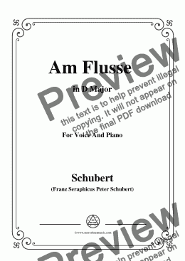 page one of Schubert-Am Flusse (By the River),D.766,in D Major,for Voice&Piano