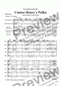 page one of Cantor Henry´s Polka (brass quintet)