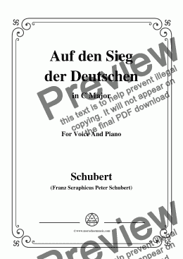 page one of Schubert-Auf den Sieg der Deutschen,in C Major,for Voice,2 Violins&Cello