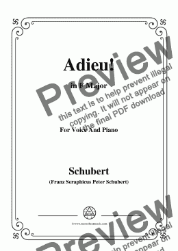 page one of Schubert-Adieu!,in F Major,for Voice&Piano