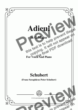 page one of Schubert-Adieu!,in G Major,for Voice&Piano