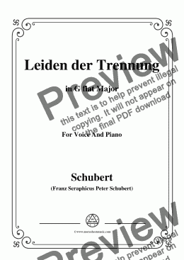 page one of Schubert-Leiden der Trennung,in G flat Major,for Voice&Piano