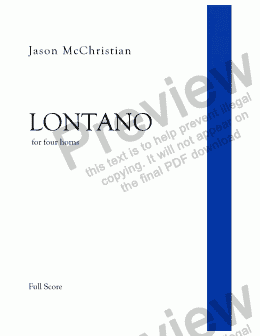 page one of Lontano - for four horns