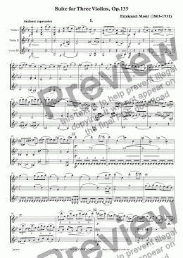 page one of Suite for Three Violins, Op.133